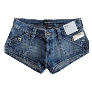 New Aeropostle Super Low-Rise Micro ShortDenim Shorts Size 2 Stretch Y2K Vintage